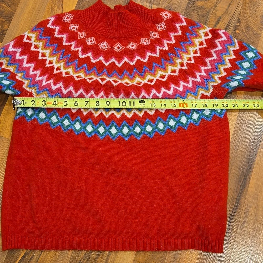 Colorful Red Zigzag Snowbunny Pattern Sweater